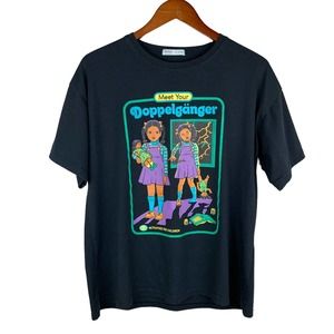 Romwe Doppleganger T-shirt Graphic Black Tee Women’s M 6